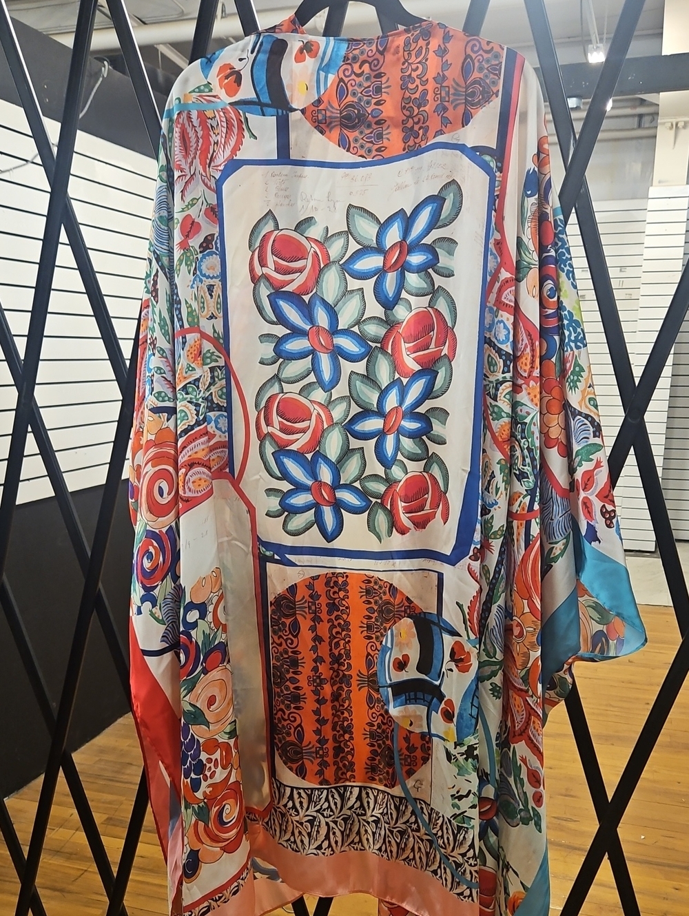 Floral Multi-Color Silk-Feel Kimono Robe - Picture 3 of 4